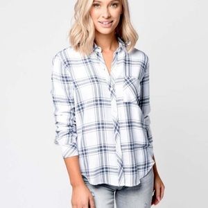 Rails White and Blue Plaid Button Down Shirt